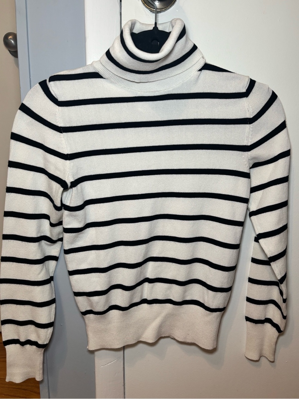 H&M Black & White Striped Turtleneck Sweater